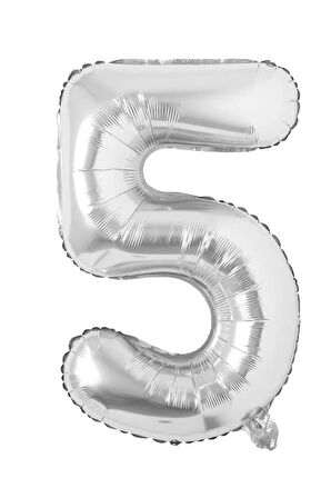Folyo 5 Rakamı Balon 100 Cm Gümüş Gri Büyük Boy 40inc Beş Rakam Folyo Balon