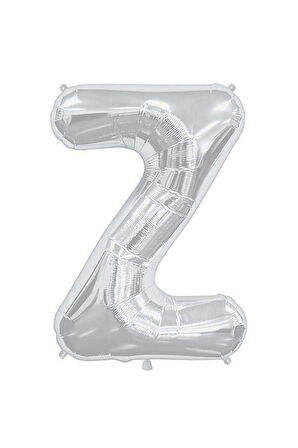 Folyo Z Harfi Balon 100 Cm Gümüş Gri Büyük Boy 40inc Folyo Balon