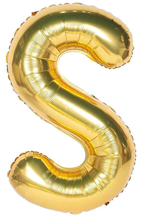 Folyo S Harfi Balon 100 Cm Gold Altın Büyük Boy 40inc Folyo Balon