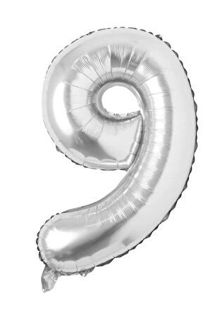 Folyo 9 Rakamı Balon 36 Cm Gümüş Gri Küçük Boy 16inc Dokuz Rakam Folyo Balon