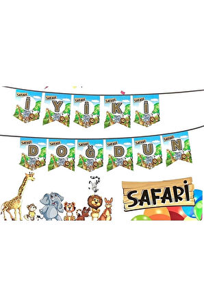 Safari Banner İyi Ki Doğdun Yazısı Doğum Günü Partisi