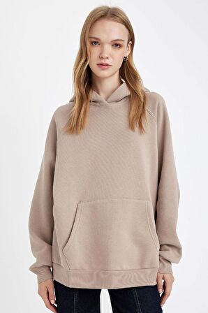 DeFacto Oversize Fit Kapüşonlu Kalın Kumaş Basic Sweatshirt C7805AX24WNBG268