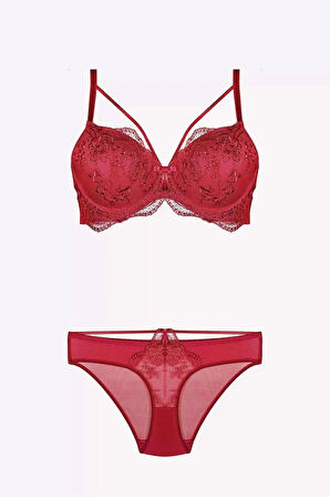 Destekli Bordo Sütyen Takımı 4485