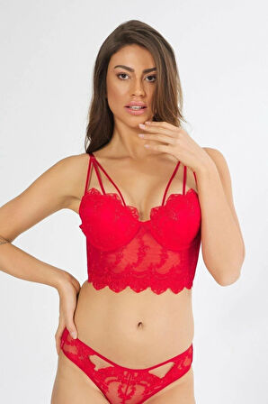 Kırmızı Sütyen Takımı 4491