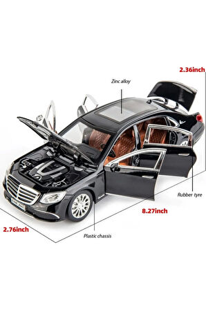 Mercedes-Benz Araba Mercedes E300L Araba 1:24 Diecast Metal Model Koleksiyon Araba Sesli Işıklı 21Cm
