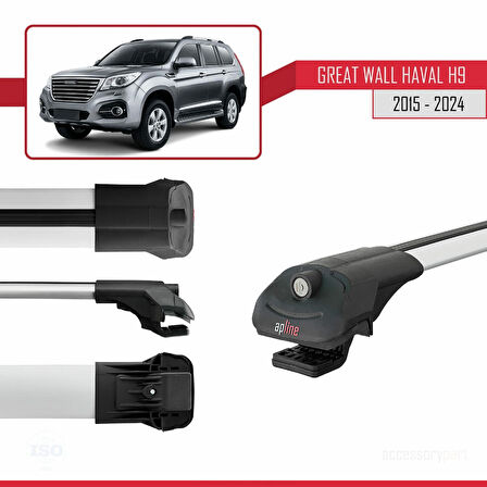 Great Wall Haval H9 2015-2023 Arası ile Uyumlu ACE-1 Ara Atkı Tavan Barı Gri 2 Adet