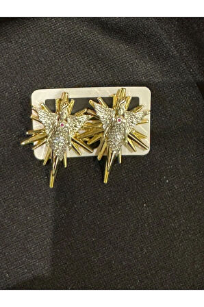 Melek Modelli Altın Kaplama Çelik Küpe