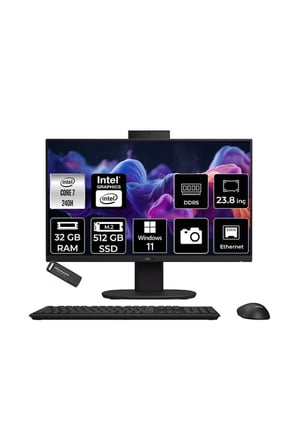 V440 Intel Core 7 240H 32GB 512GB SSD 23.8" FHD 100Hz W11P All in One Bilgisayar & PER4 USB