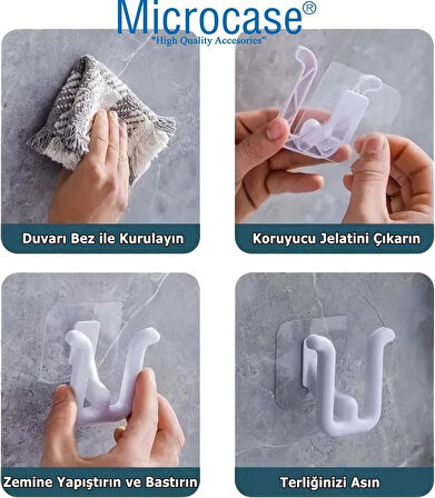 Microcase Güçlü Plastik Yapışkanlı Banyo Hol vb. Alan için Terlik Askılığı AL4469 - 4 Adet Beyaz