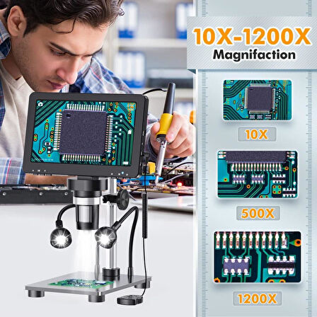 DM9 7 ''HDMI DİJİTAL MİKROSKOP 1200X IPS EKRANLI LEHİMLEME MİKROSKOBU