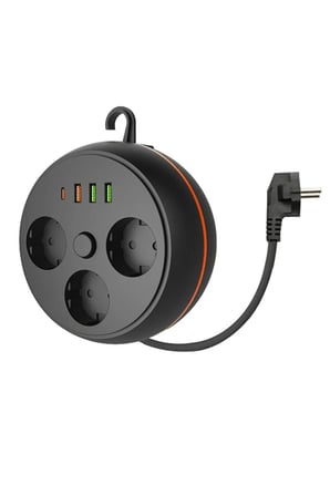 Roichil® 3 Adet Soket,3 Adet USB ve 1 Adet Type-C Girişli Termal Akım Korumalı Makaralı Priz 3395