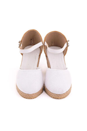 Gerçek Elişi Hasır Dolgu Topuk Keten Hasır Espadril Handmade