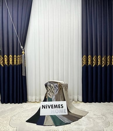 NİVEMESHOME TILSIM ETEK İŞLEMELİ 1/3 SIK PİLELİ TÜL PERDE APM