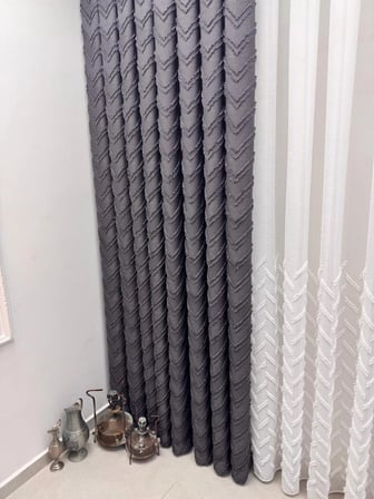 NİVEMESHOME MAYIS 1-027P YARI DESEN  EKRU   1/2,5 PİLELİ TÜL PERDE