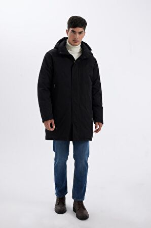 Regular Fit Rüzgar Geçirmez Su İtici Kapüşonlu Parka