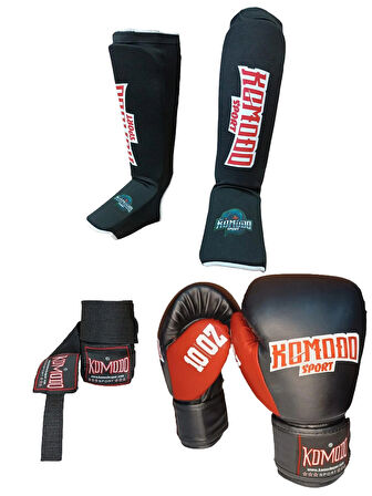 Boks Eldiveni 12 oz/Bandaj 3,5 Metre /Elastik Kick Boks Kaval ve Ayaküstü Koruyucu Set