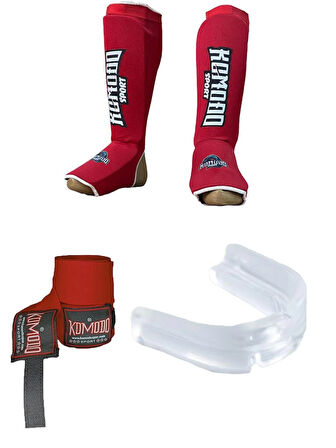 Kick Boks & Muay Thai Bez Kaval Ayaküstü Koruyucu,3,5 M Bandaj ve Dişlik