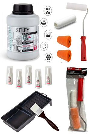Selfy Decor Islak Zemin Boyası Country Gri 1250 ML Tezgah,Fayans,Granit,Mermer,Seramik Boyama Seti