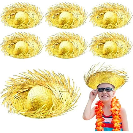 Tropikal Parti Sarı Hasır Hawaii Şapkası