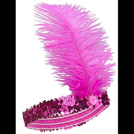 Fuşya Renk Çarliston Saç Bandı