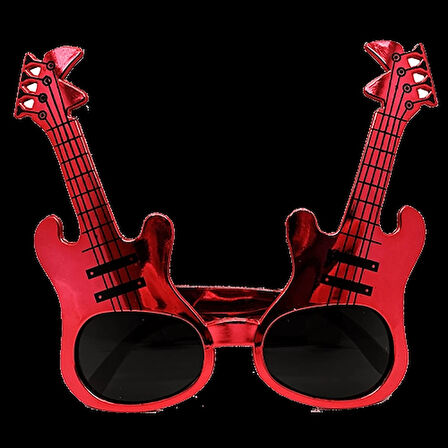 Kırmızı Renk Gitar Şekilli Parti Gözlüğü
