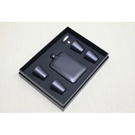 4 Shot Bardaklı Matara Seti Siyah