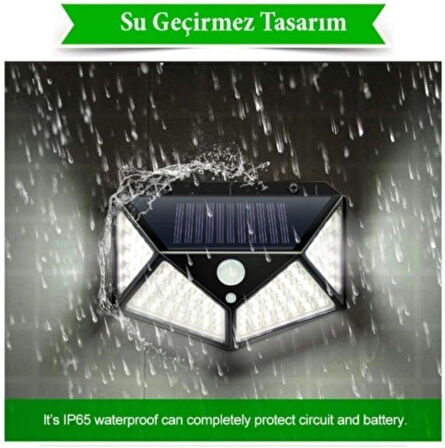 100 Led'li Solar Hareket Sensörlü Su Geçirmez Duvar Lambası