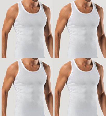 4 Adet Erkek Slim Fit Dar Kalıp Likralı Penye Sporcu Atleti(Rambo Atleti)