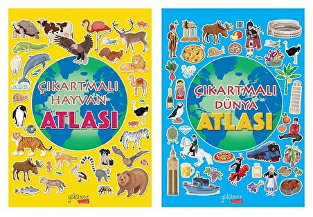 Çıkartmalı Hayvan Atlası + Çıkartmalı Dünya Atlası 2 Kitap Set