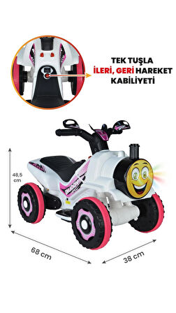 Uj Toys Müzikli ve Led Işıklı Akülü Atv 6V Buddy-Beyaz Prenses