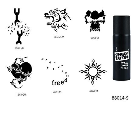 Özgür Ruh Spray Tattoo Geçici Sprey Dövme Seti