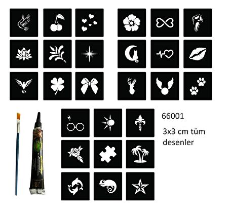 Minimal 27 Desen Hint Kınasıyla Geçici Dövme Yapma Seti 