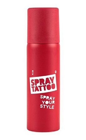 Spray Tattoo Kırmızı Geçici Sprey Dövme Şablon hediyeli