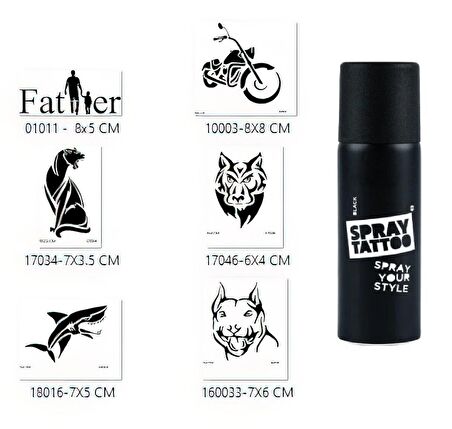 Baba Tasarımları Spray Tattoo Geçici Sprey Dövme Seti