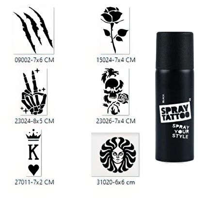 İskelet Zafer Spray Tattoo Geçici Sprey Dövme Seti