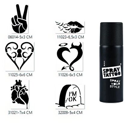 Aşkın Zaferi Spray Tattoo Geçici Sprey Dövme Seti