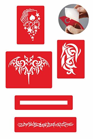 Güçlü Erkek Modelleri 5 Adet  Geçici Dövme Kına Şablonu