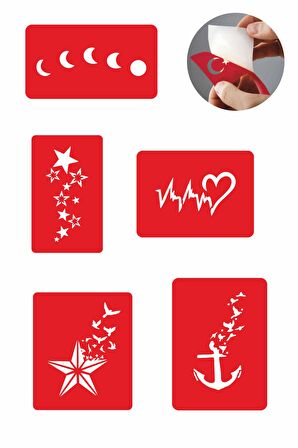 Gökyüzü 5 Adet  Geçici Dövme Kına Şablonu