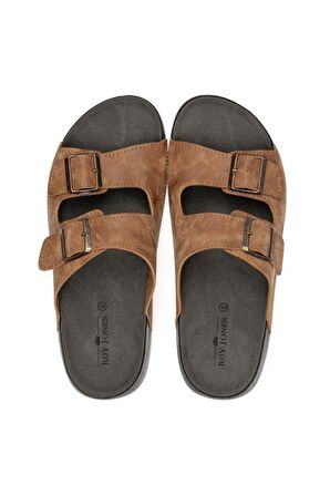 Roy Jones Delhi 4 Mevsim Anatomik Taban Çift Tokalı Ayarlanabilir Erkek Terlik 5002