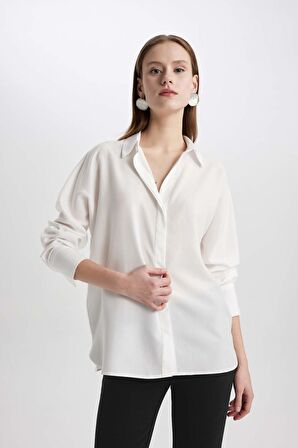 DeFacto Loose Fit Tensel Uzun Kollu Gömlek B0752AX24SPWT32