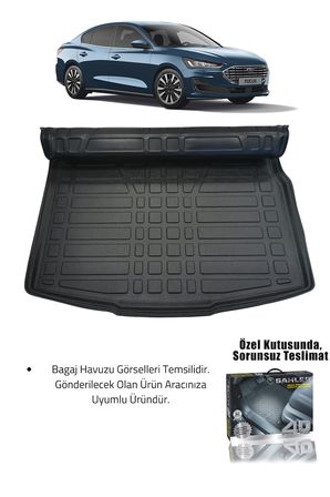 Sahler Focus 4/5 2019+ Sedan Uyumlu 4.5D Premium Havuzlu Paspas Ve Liner Marka 3D Bagaj Havuzu
