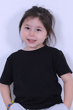 Düz Baskısız Kız Çocuk Beyaz Tişört