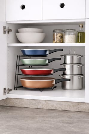 4 Katlı Metal Organizer Tava Rafı