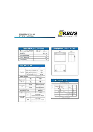 Orbus 12v 100ah Jel Solar Jel