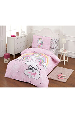 Unicorn Tek Kişilik Ranforce Nevresim Takımı - Pembe
