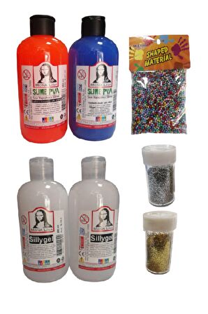 Slime Slaym Yapma Seti 250ml* 4 adet + Toz Sim 2 Adet + Köpük