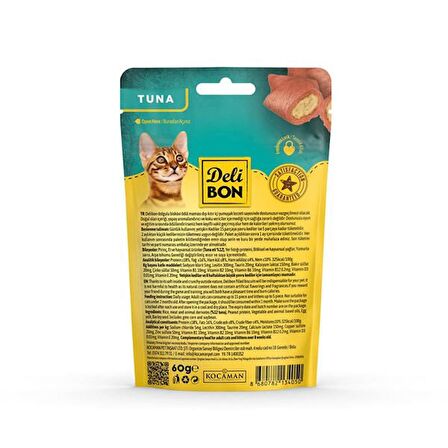 Delibon Chrunchy İçi Dolgulu Tuna Balıklı Kedi Ödül Bisküvisi 60 Gr