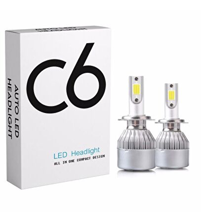 C6 Led Zenon H4 Led Xenon 48 Watt 10800lm 6000k Far Ampülü Led Işık BEYAZ