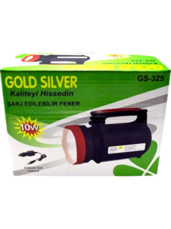 Gold Silver Şarjlı Projektör Fener Led El Lambası Feneri 10w Araç Şarjlı 