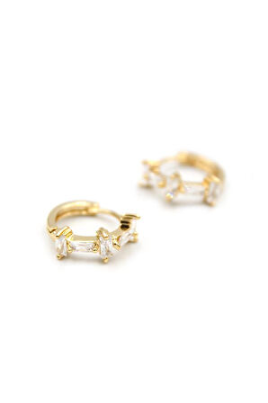 Taşlı Halka Küpe - Altın